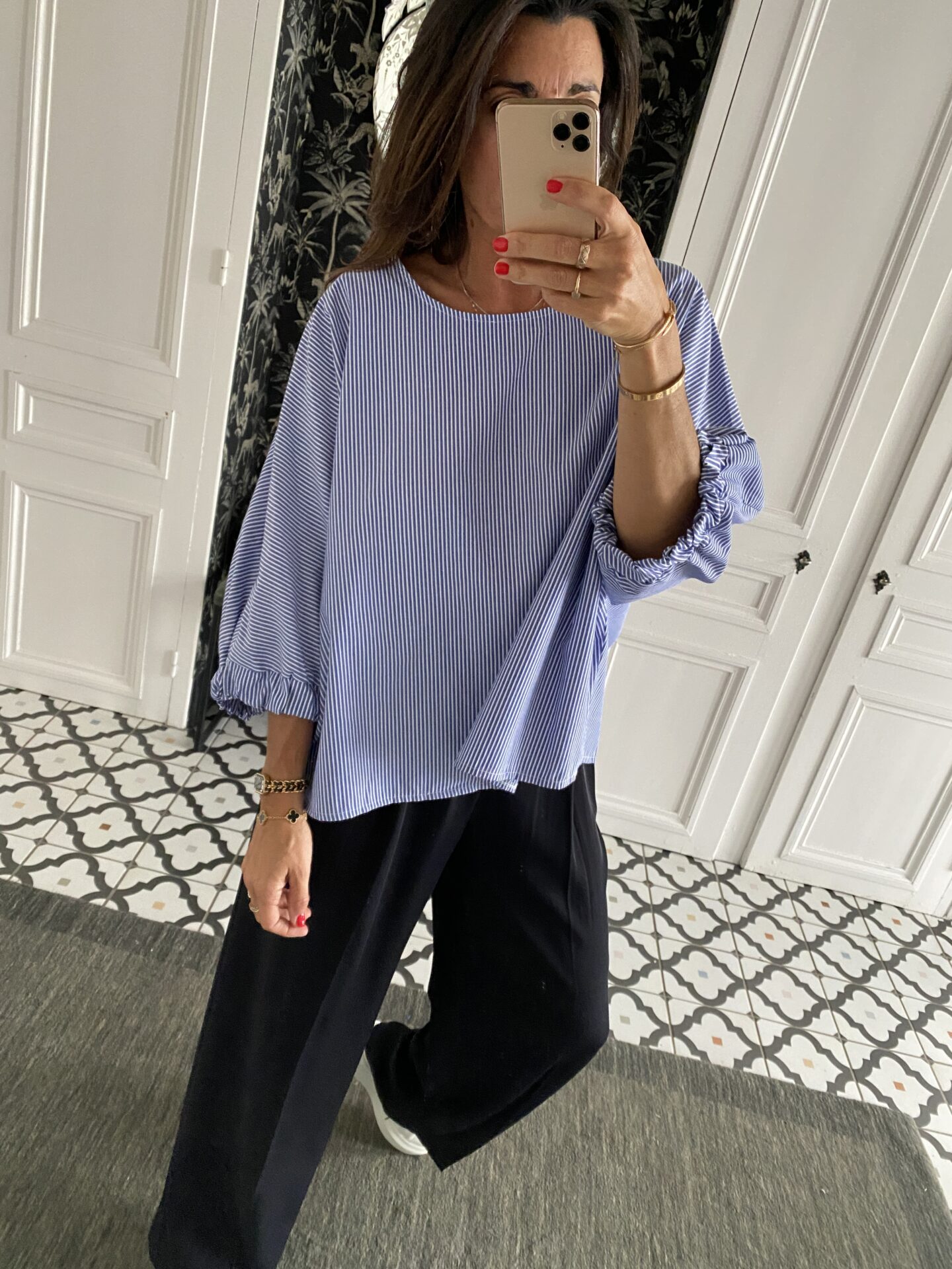 pantalon pinces fluide marine