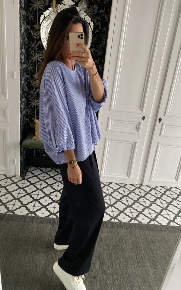 pantalon pinces fluide marine