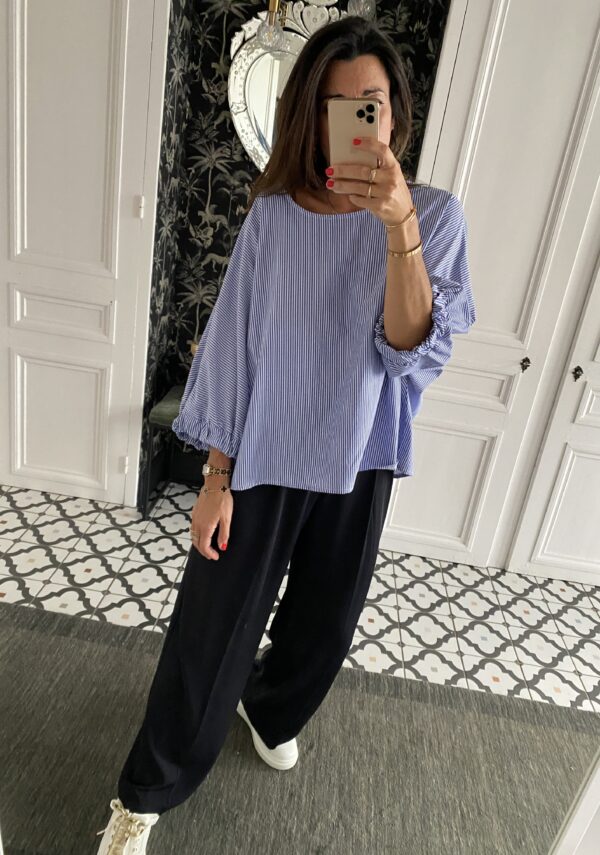 pantalon pinces fluide marine