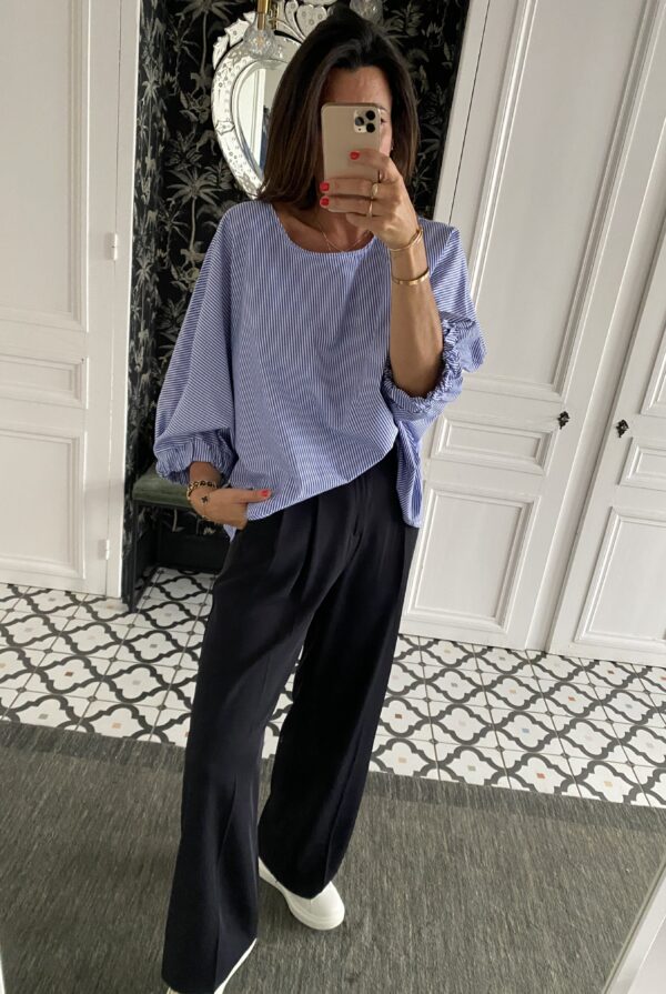 pantalon pinces fluide marine