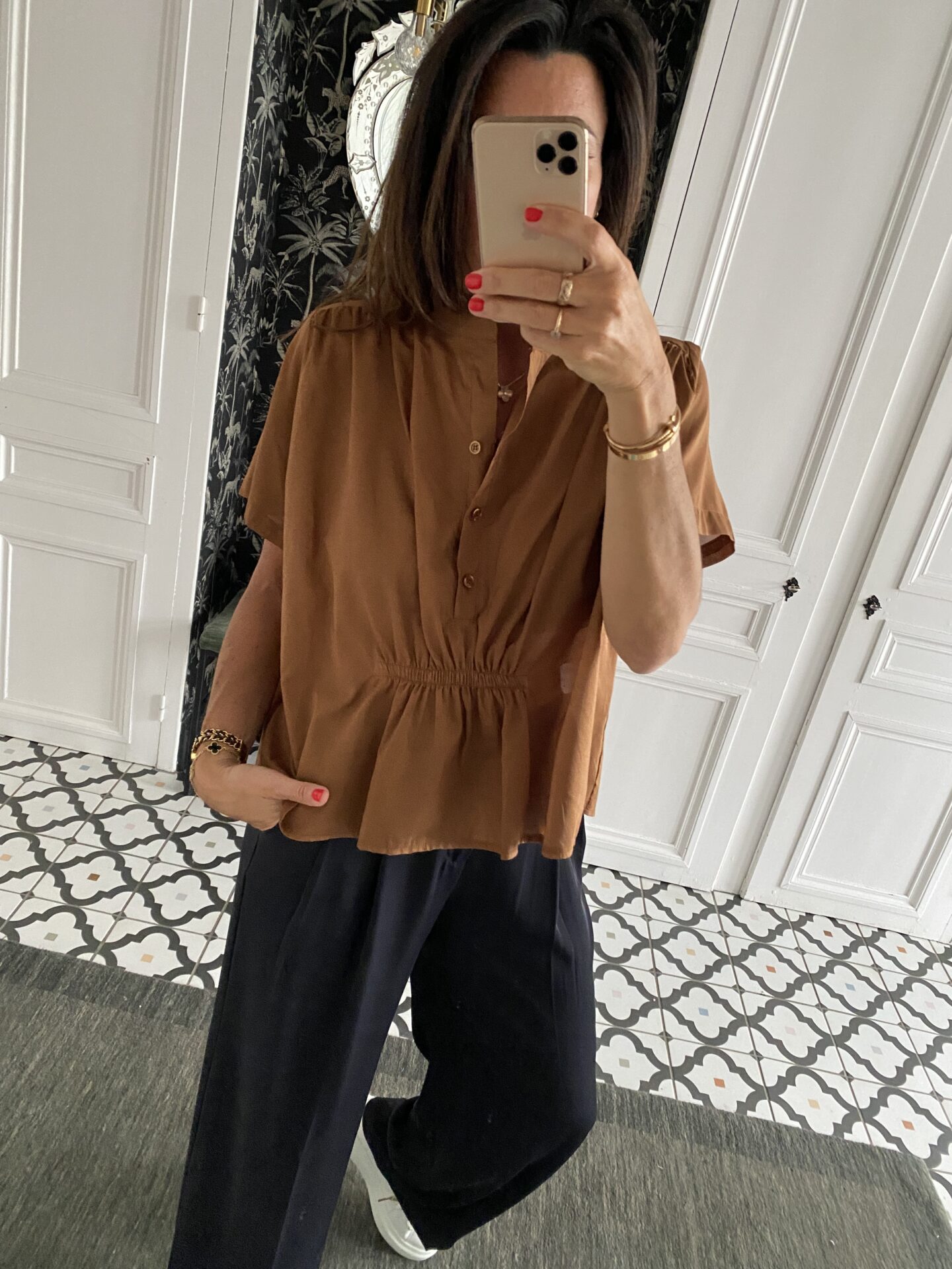 pantalon pinces fluide marine