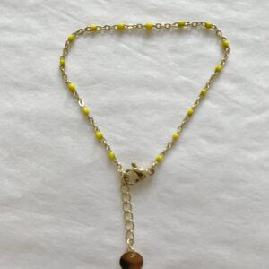 bracelet perlé doré jaune