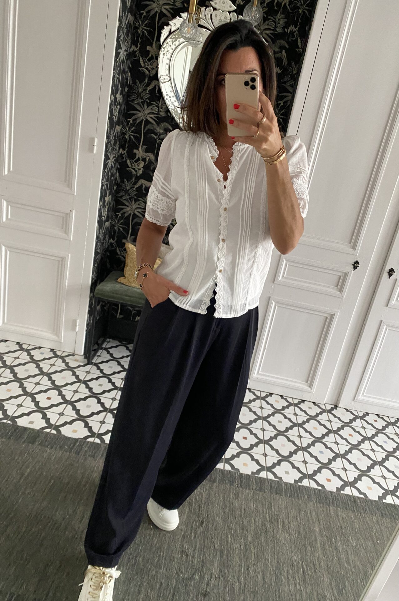 pantalon pinces fluide marine