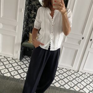 pantalon pinces fluide marine