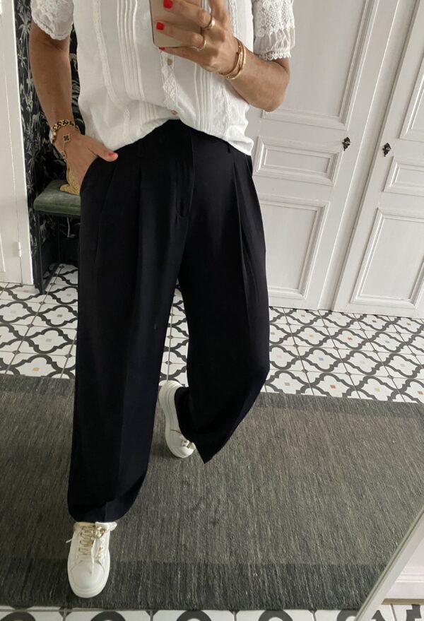 pantalon pinces fluide marine