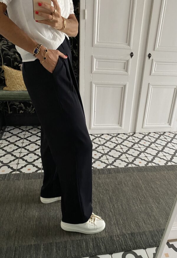 pantalon pinces fluide marine