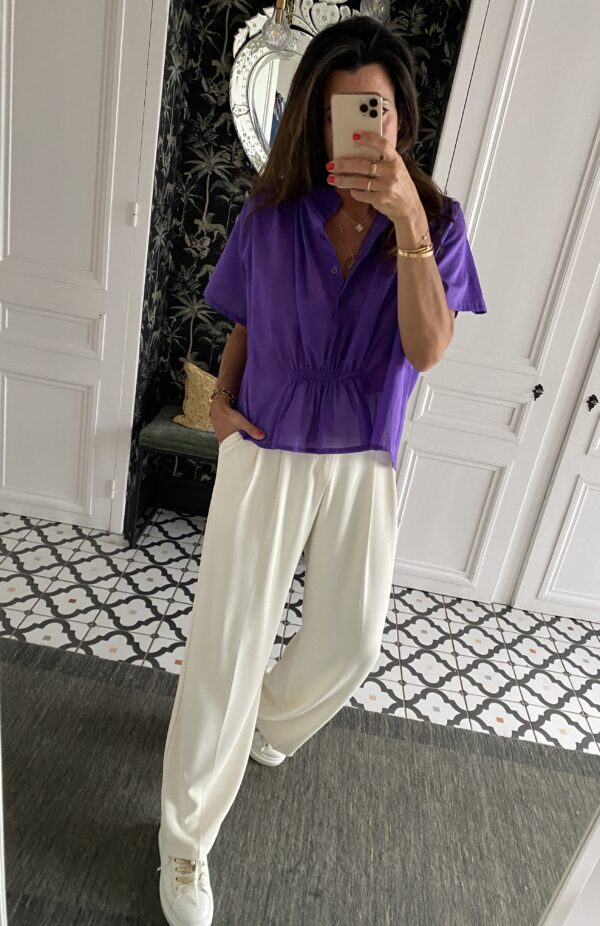 pantalon pinces fluide marine