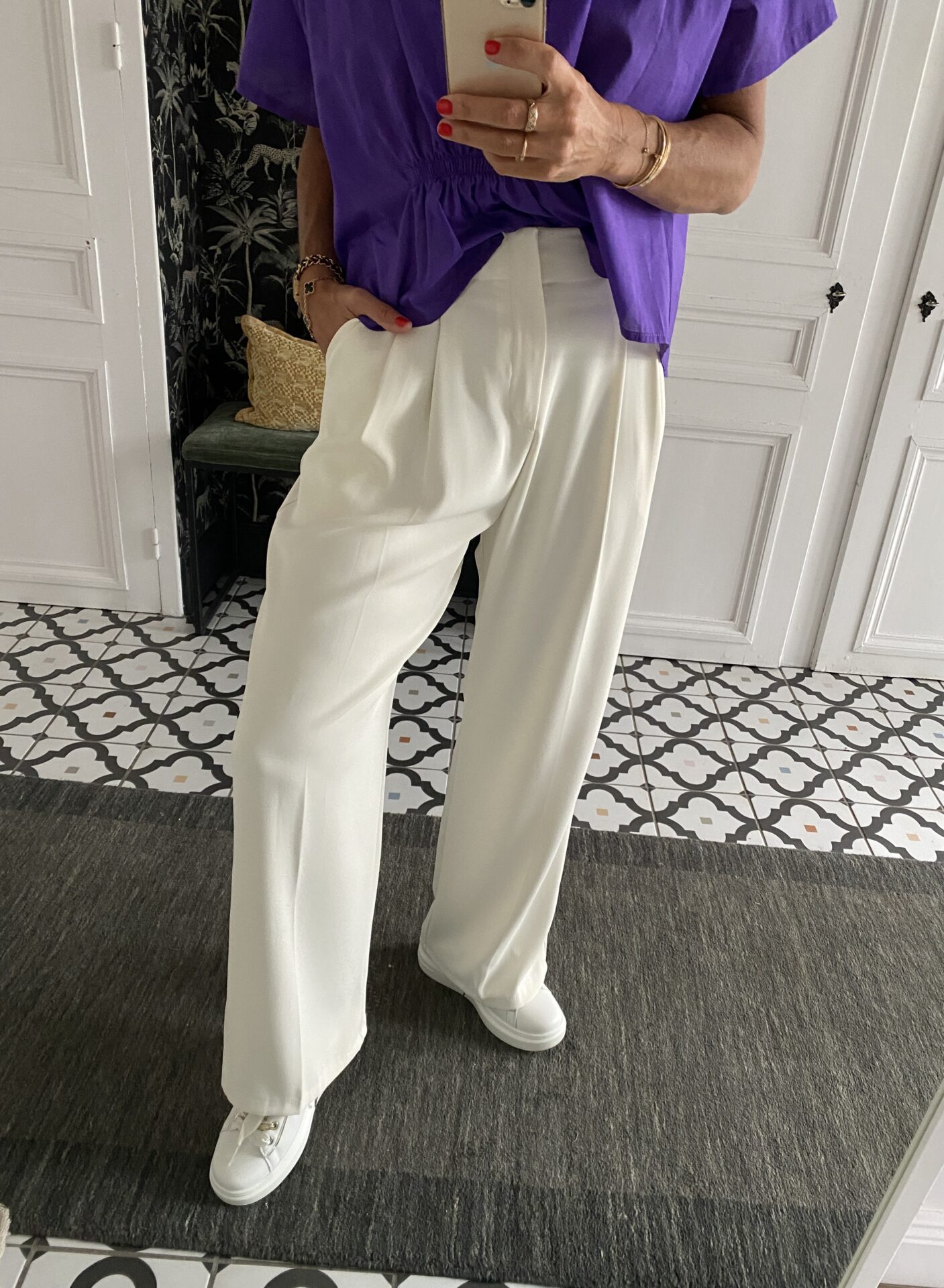 pantalon pinces fluide marine
