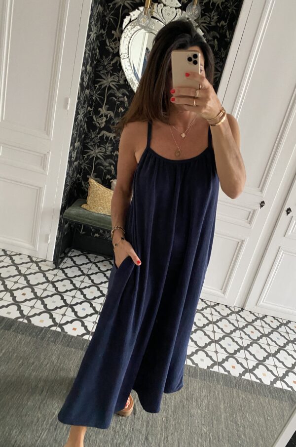 pantalon pinces fluide marine