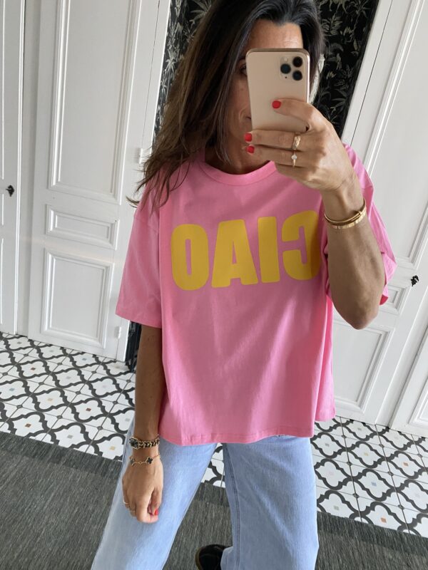 tee shirt ciao rose et jaune