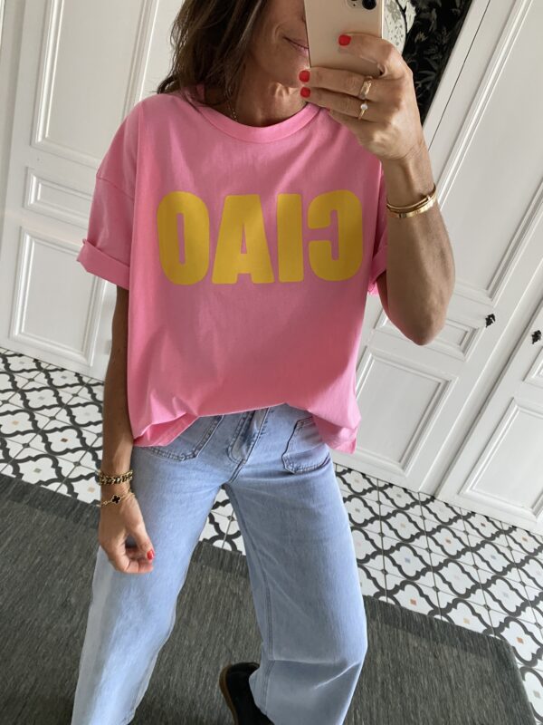 tee shirt ciao rose et jaune