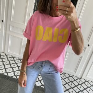 tee shirt ciao rose et jaune