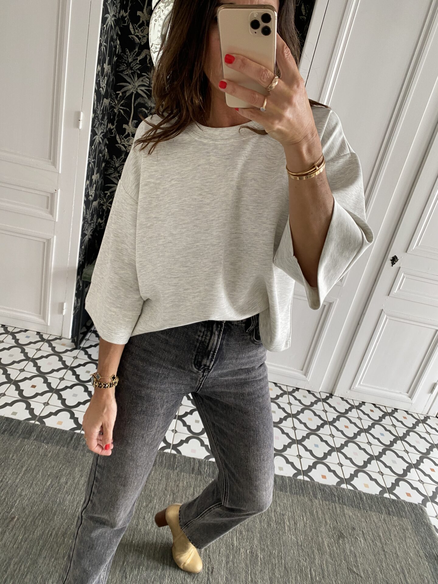 sweat fluide manches courtes vert