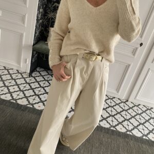 pantalon pinces toile fluide écru