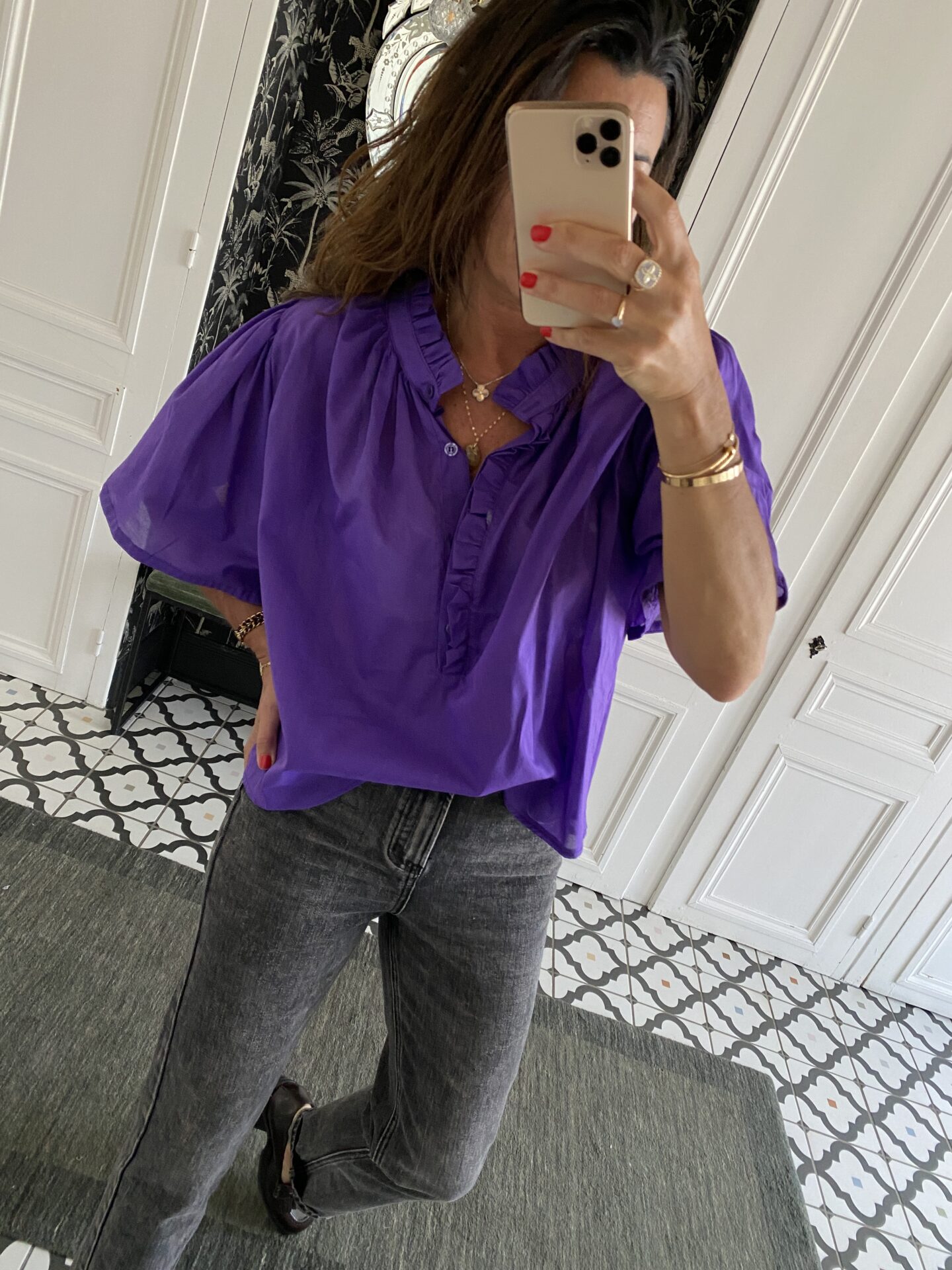 blouse manches papillon terracotta coton