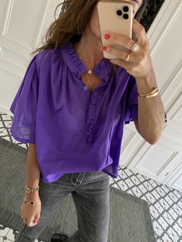 blouse manches papillon terracotta coton