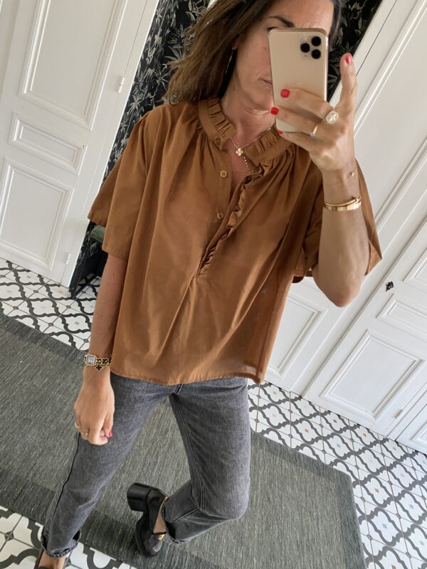 blouse manches papillon terracotta coton