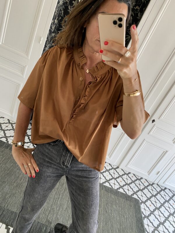 blouse manches papillon terracotta coton