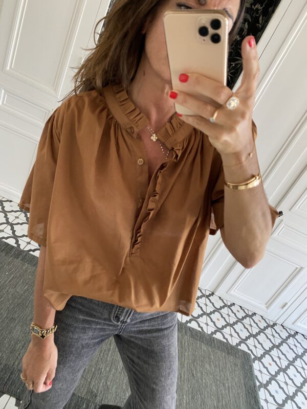 blouse manches papillon terracotta coton
