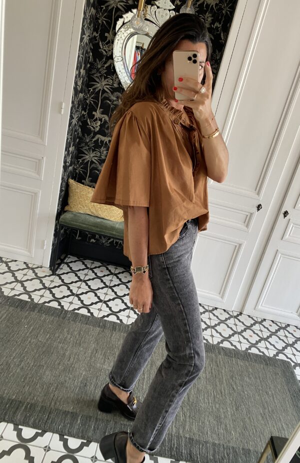 blouse manches papillon terracotta coton