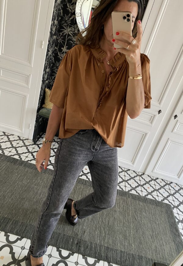 blouse manches papillon terracotta coton