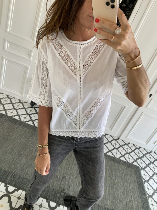 blouse manches papillon terracotta coton