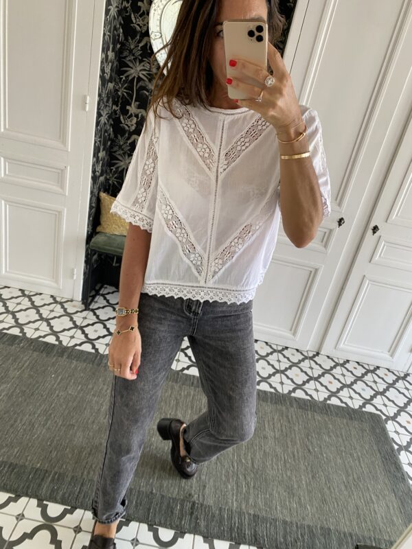 blouse manches papillon terracotta coton
