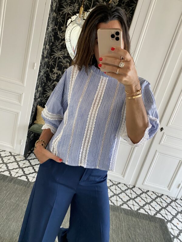 blouse manches papillon terracotta coton