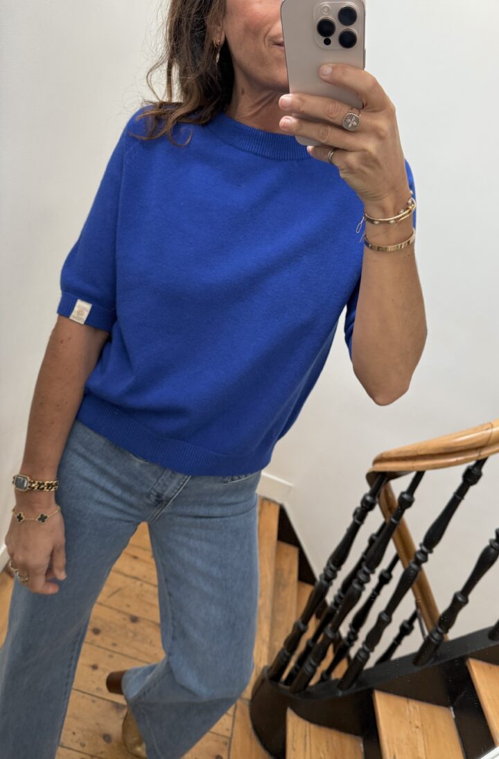 pull doux manches courtes vert