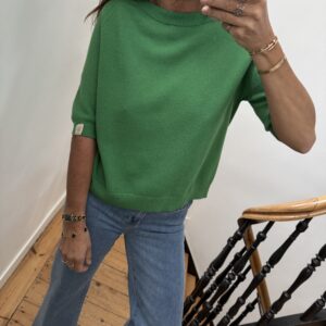 pull doux manches courtes vert