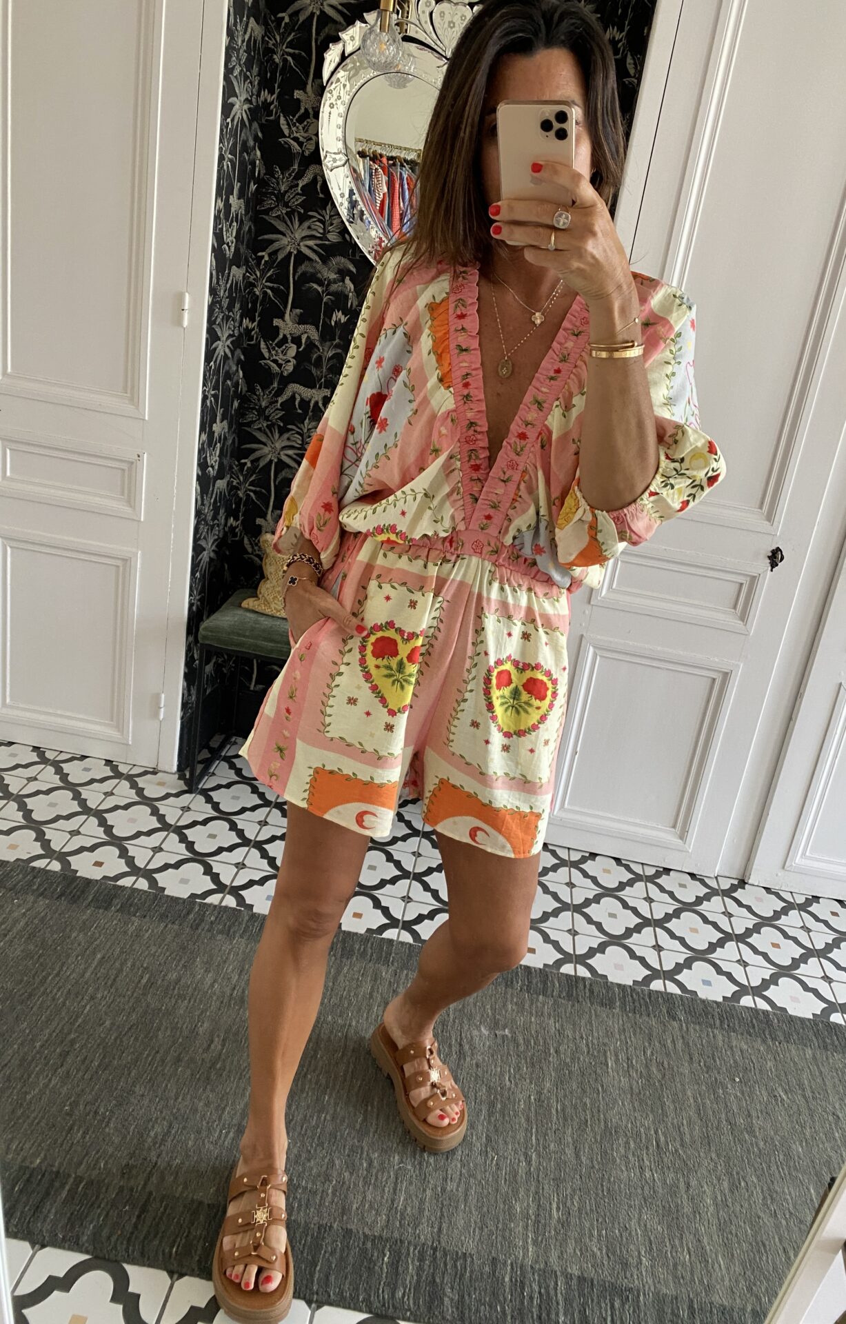 robe rayée col volant frou frou bleu