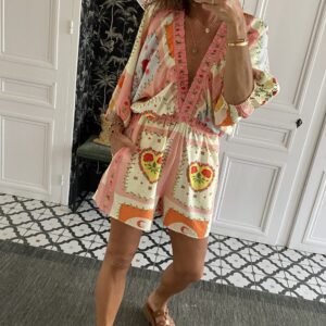 robe rayée col volant frou frou bleu