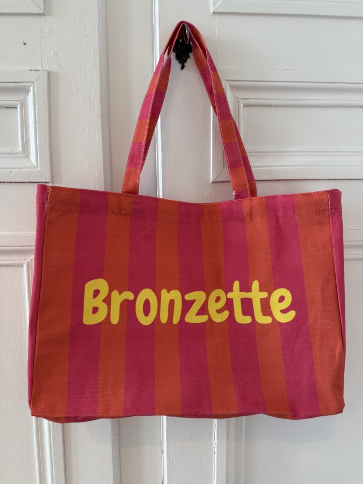 cabas toile rayée dolce vita rose et terracotta