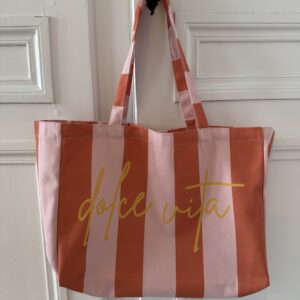 cabas toile rayée dolce vita rose et terracotta