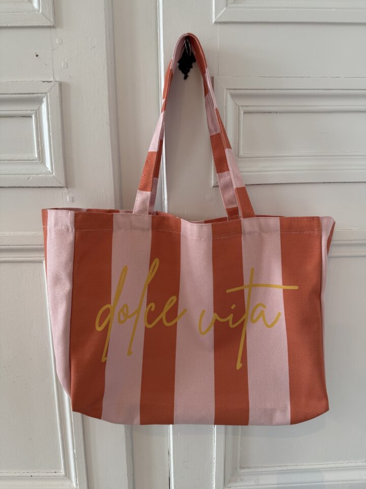 cabas toile rayée dolce vita rose et terracotta