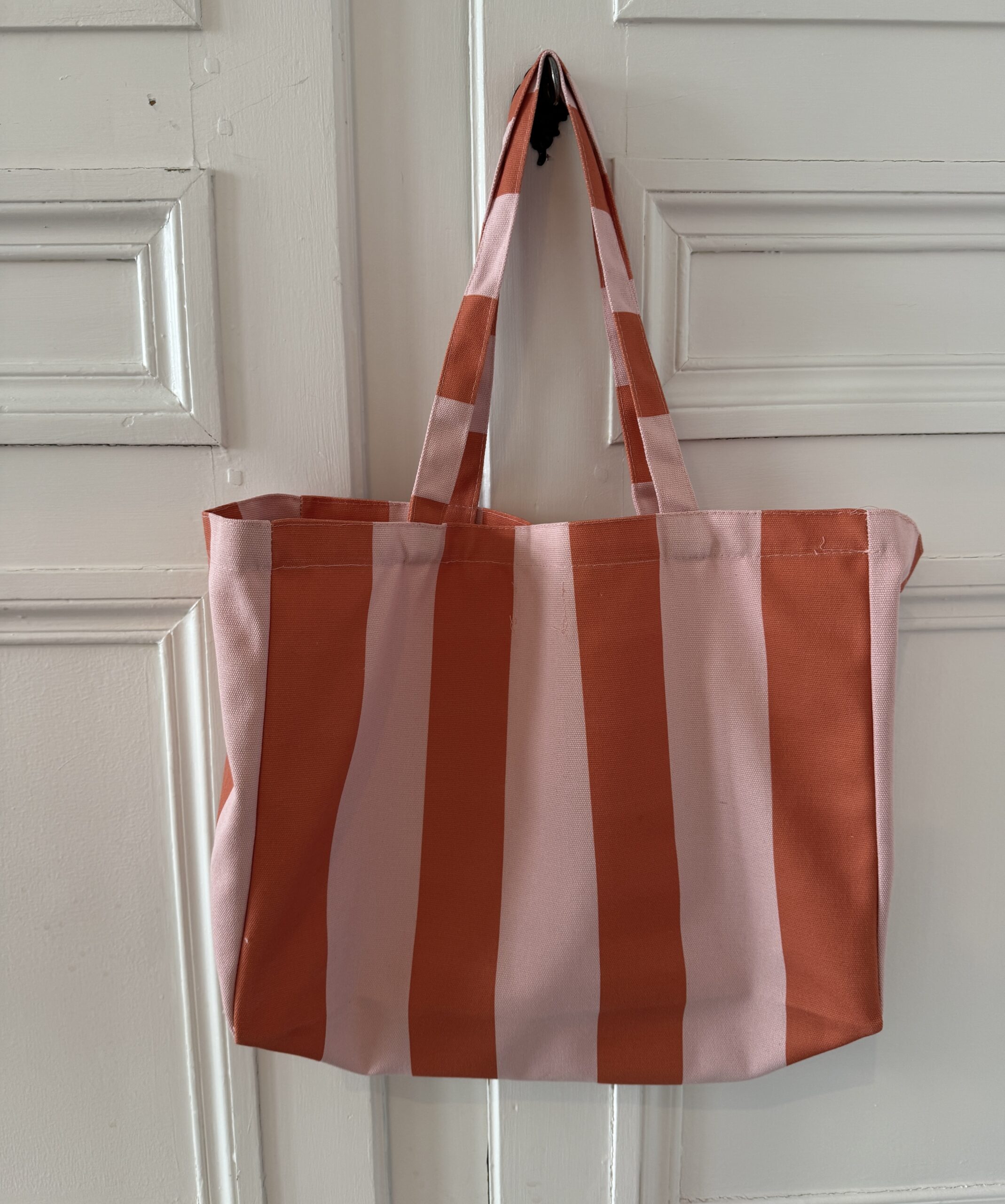 IMG_9494 3 cabas toile rayée dolce vita rose et terracotta