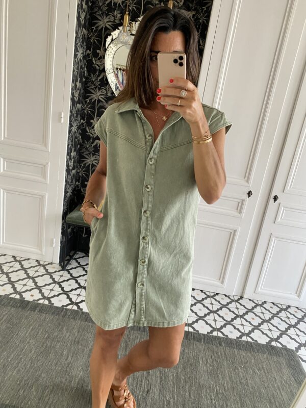 robe rayée col volant frou frou bleu