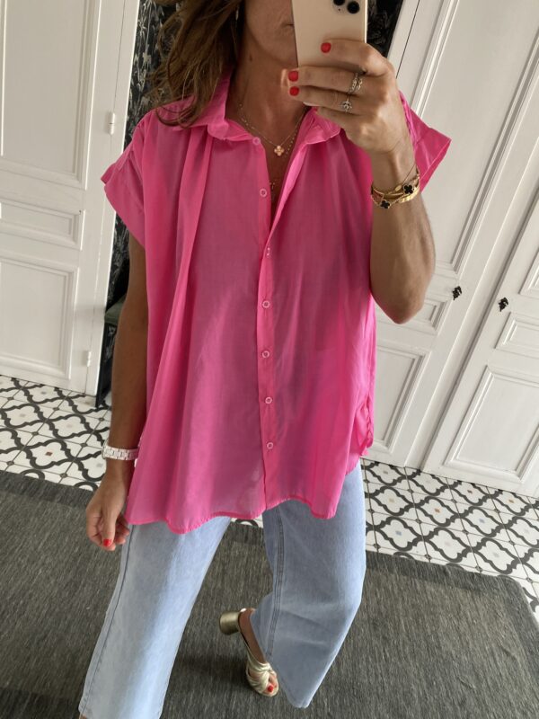 chemise oversize coton broderie manche violet