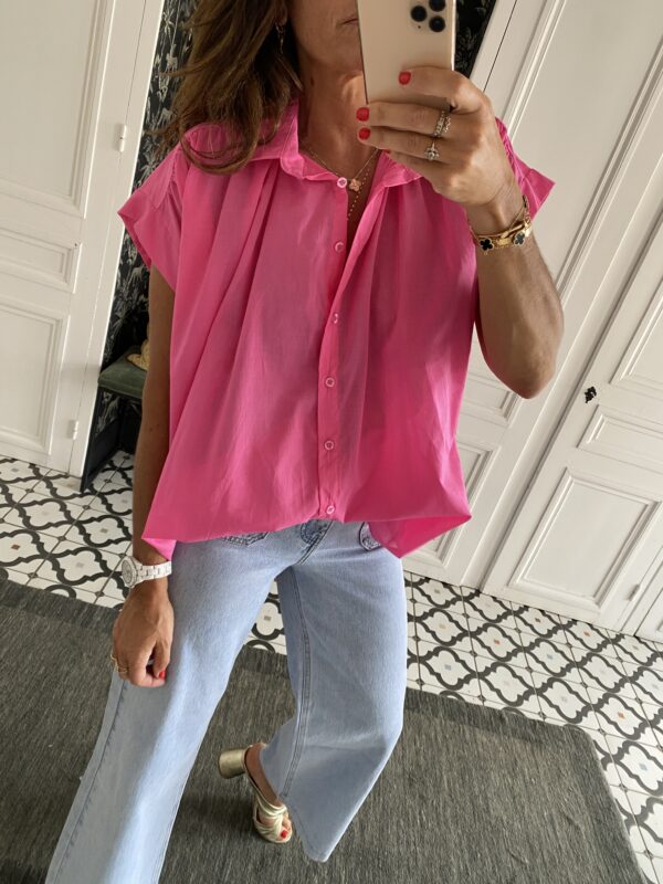 chemise oversize coton broderie manche violet