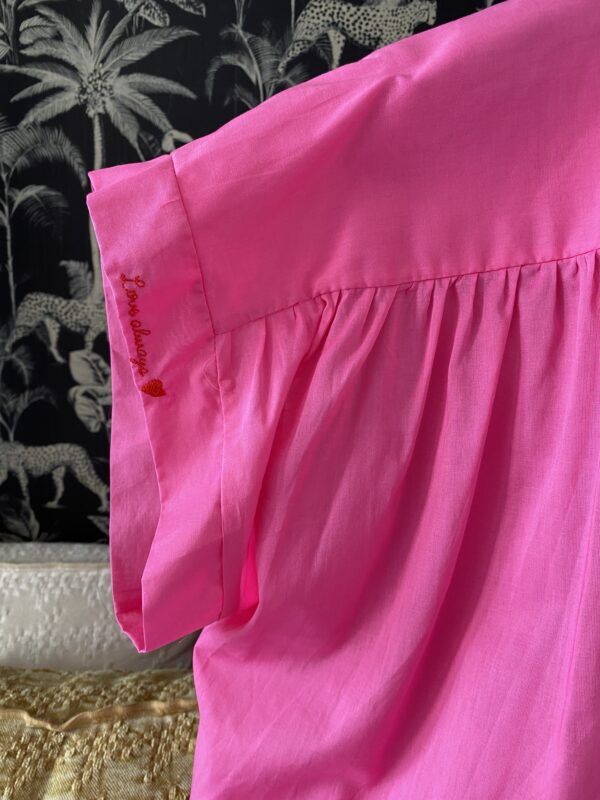 chemise oversize coton broderie manche violet