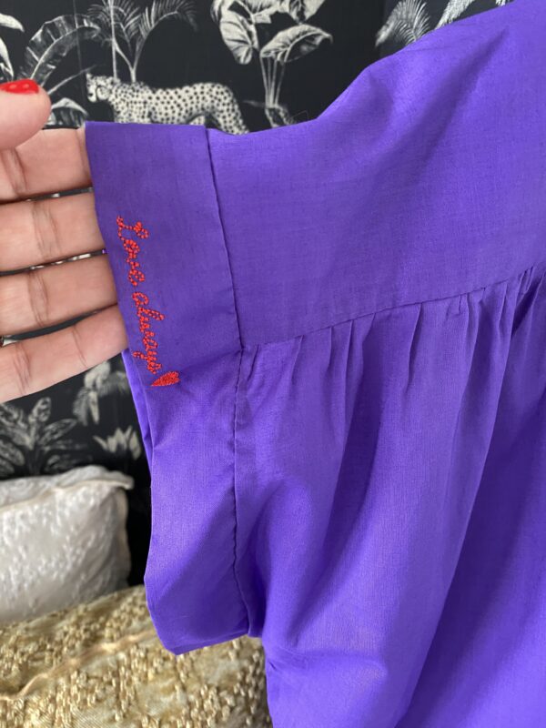 chemise oversize coton broderie manche violet