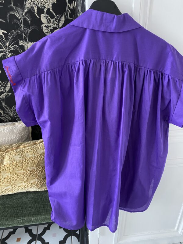 chemise oversize coton broderie manche violet