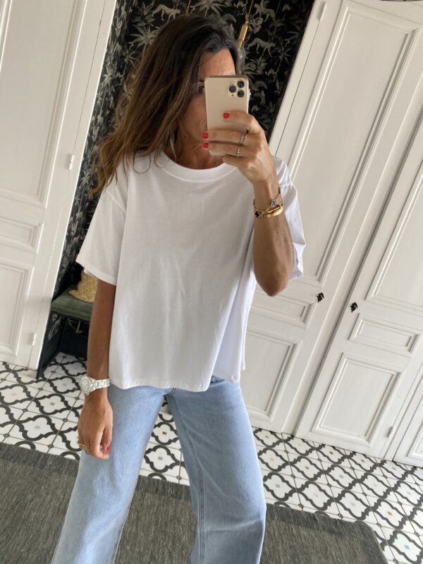 chemise oversize coton broderie manche violet