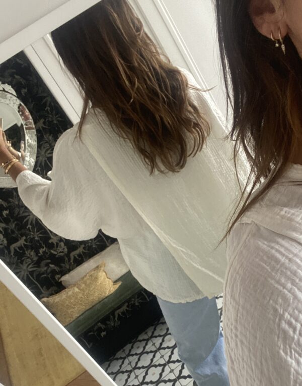 chemise oversize coton broderie manche violet