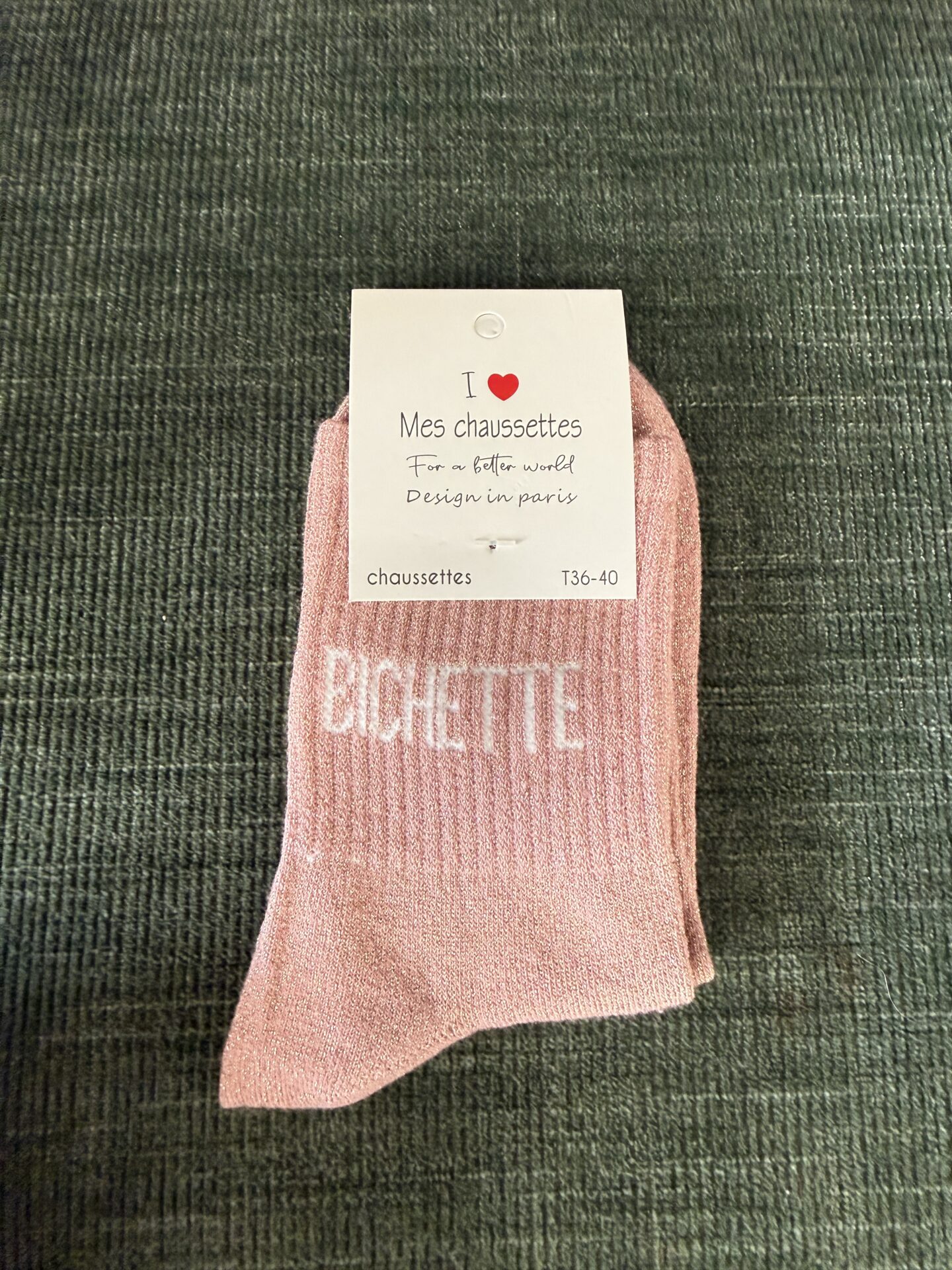 chaussettes bichette lurex gris clair et rouge