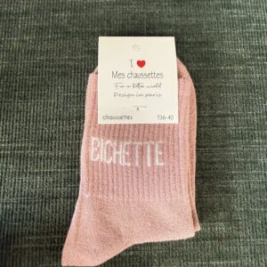chaussettes bichette lurex gris clair et rouge