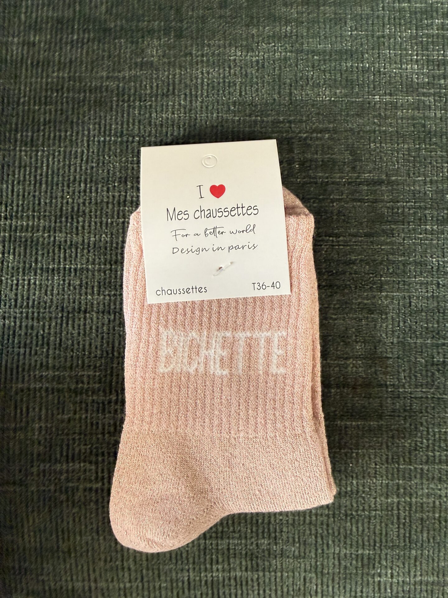 chaussettes bichette lurex gris clair et rouge
