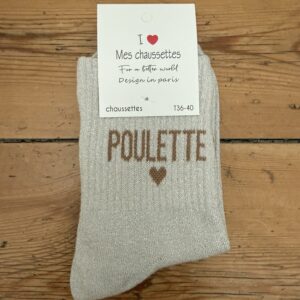 chaussettes bichette lurex gris clair et rouge