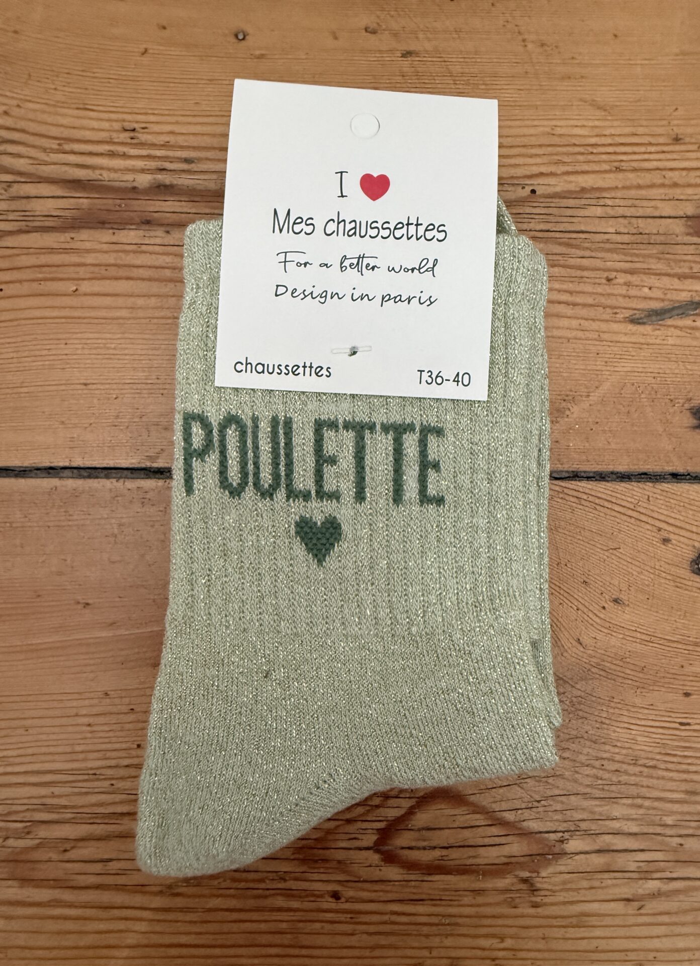 chaussettes bichette lurex gris clair et rouge