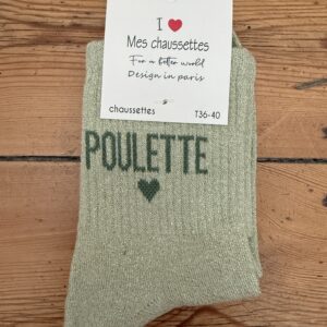 chaussettes bichette lurex gris clair et rouge